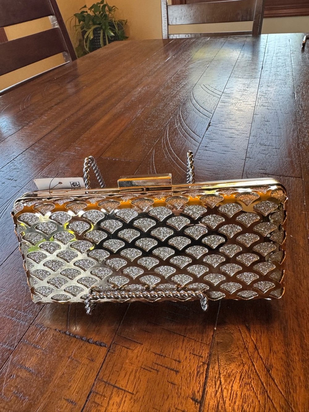 INC Gold Glitter Evening Clutch